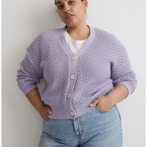 Madewell Plus Open-Stitch Crop Cardigan Sweater